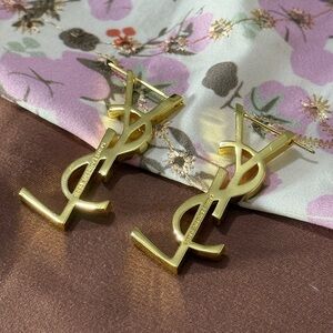 Yves Saint Laurent Gold Letter Stud Earrings